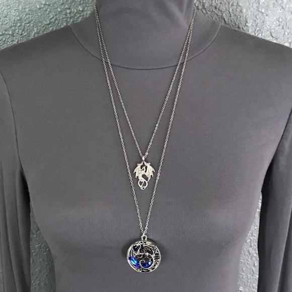 “Smaug in Flight" Dragon Handmade 2-Layer Necklace Tolkien, Empyrean Fourth Wing - Picture 9 of 16